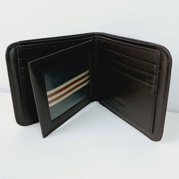 Bally Men's Smooth Brown Leather Bi-Fold Wallet - Picture 5 of 9